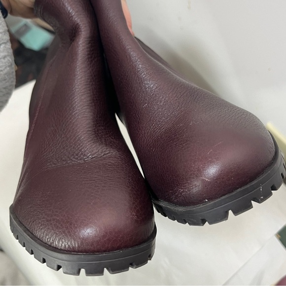 Franco Sarto Burgundy Leather Lugg Sole Maysen Heeled Booties Sz 10 - Picture 8 of 11